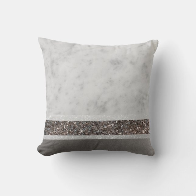 Coussin Marbre blanc Silver Parties scintillant Glam #1 (Recto)