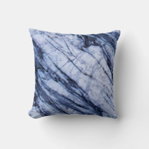 Coussin Marbre bleu et blanc pierre tourbillonnante chic m