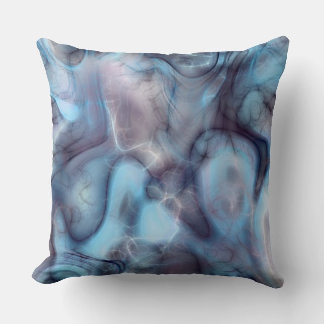 Coussin Marbre bleu et violet abstrait (Recto)