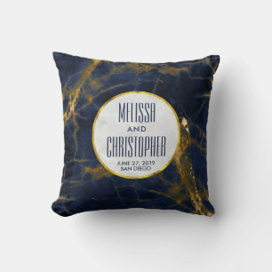 Coussin Marbre bleu marine et or Marbre moderne Mariage mo