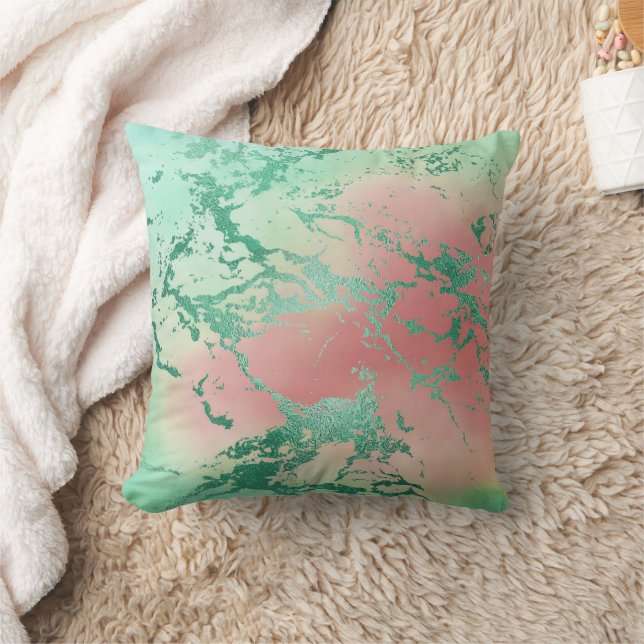 Coussin Marbre cool | Jolie Pastel Coral et Green Ombre (Couverture)
