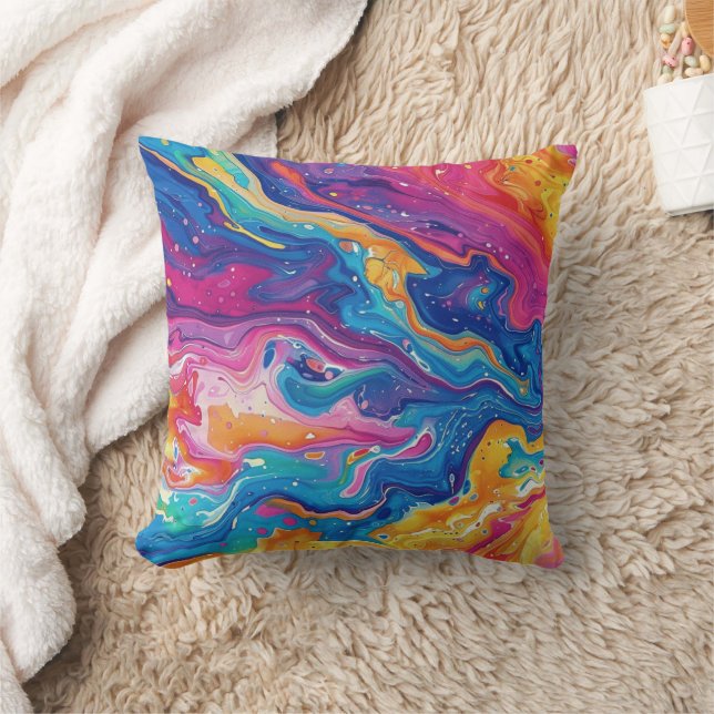 Coussin marbre, couleurs arc-en-ciel, design géométrique,  (Couverture)