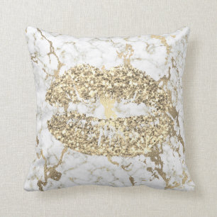 Coussin Marbre de blanc de maquillage de lèvres de baiser
