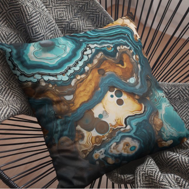 Coussin Marbre de Geode Look en Pierre Turquoise (Créateur téléchargé)