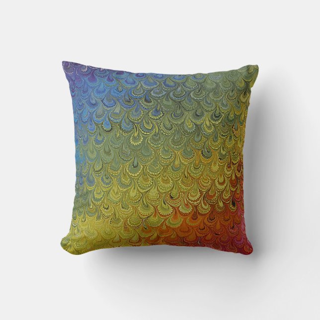 Coussin Marbre de paon d'arc-en-ciel (Recto)