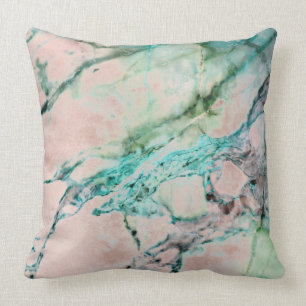 Coussin Marbre d'or d'argent de menthe de gris de rose de