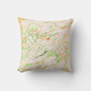 Coussin Marbre d'or rose et de menthe Abstrait Pastel de l