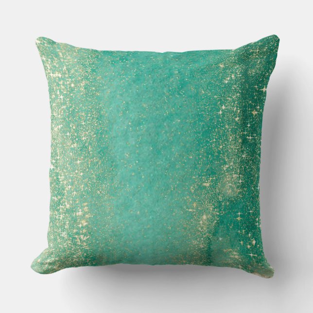 Coussin Marbre doré vert d'océan (Recto)