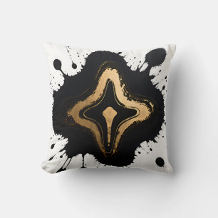 Coussin Marbre Fluide Abstrait Luxe Noir Or