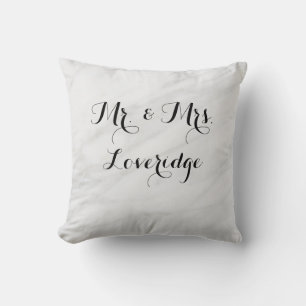 Coussin Marbre gris blanc personnalisé M. et Mme