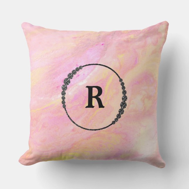 Coussin Marbre iridescent d'Abrstract de rose de (Recto)