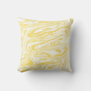 Coussin Marbre jaune élégant : Texture dessinée à la main