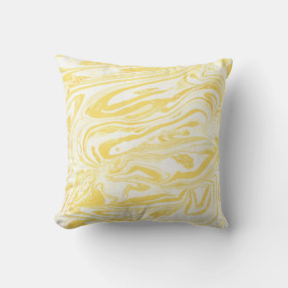 Coussin Marbre jaune élégant : Texture dessinée à la main