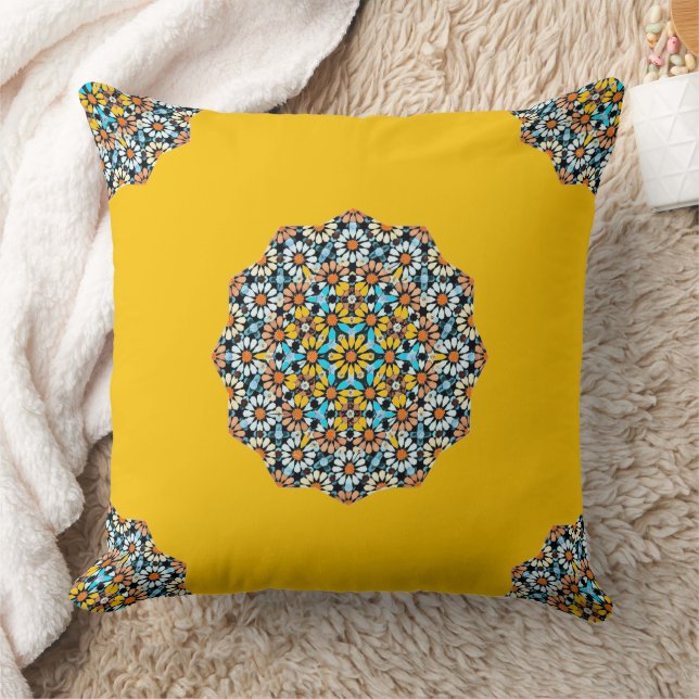 Coussin Marbre jaune et turquise Mosaïque marocaine (Couverture)