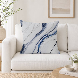 Coussin Marbre minimaliste blanc et bleu moderne