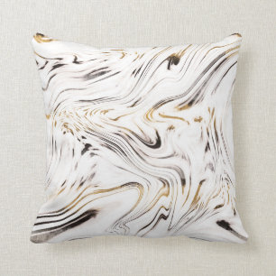 Coussin Marbre noir argent liquide #1