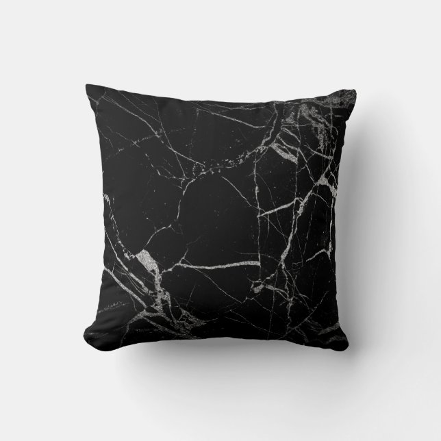Coussin Marbre noir et argent de la veine (Recto)