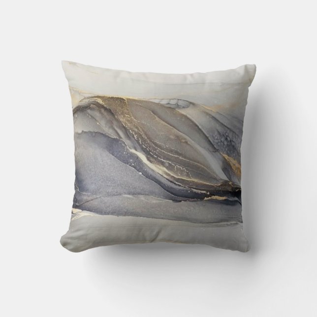 Coussin Marbre noir gris or assez élégant Classy (Recto)