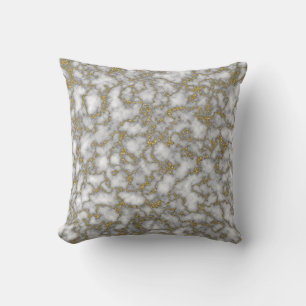 Coussin Marbre parties scintillant blanche et or tendance 