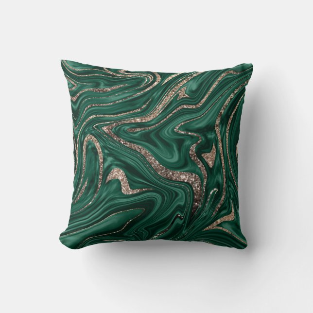 Coussin Marbre Parties scintillant en or noir vert Emerald (Recto)