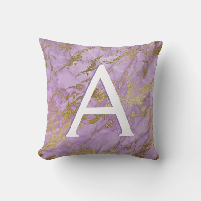 Coussin Marbre pourpre et or Monogramme initial (Recto)