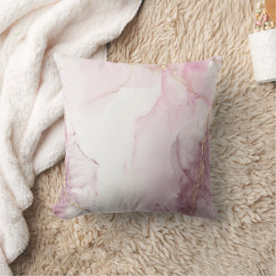 Coussin Marbre rose élégant avec motif de veine d'or