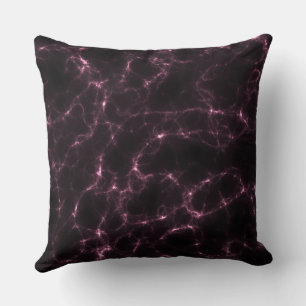 Coussin Marbre rose et noir abstrait