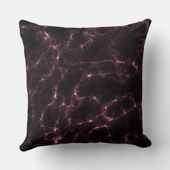 Coussin Marbre rose et noir abstrait (Verso)
