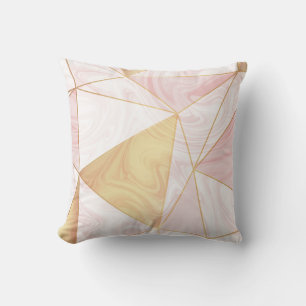 Coussin Marbre rose et or Poly Triangles géométriques