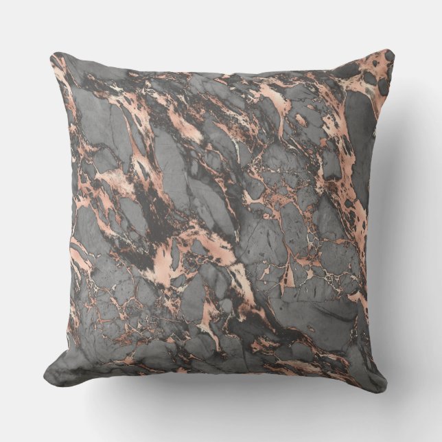 Coussin Marbre rose gris or design moderne (Recto)