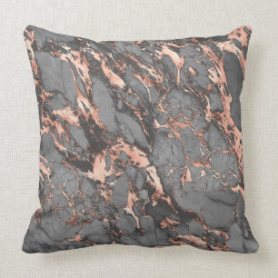 Coussin Marbre rose gris or design moderne