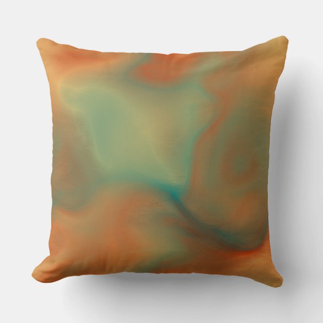 Coussin Marbre rouille et turquoise abstrait (Recto)