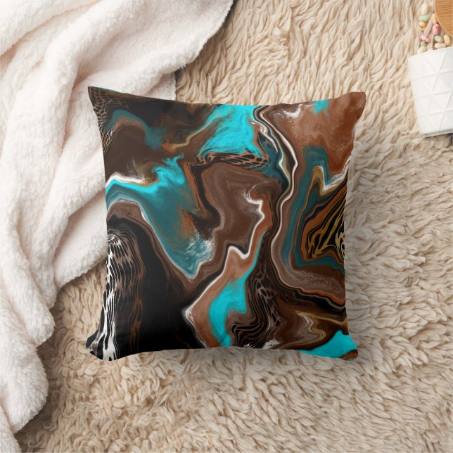 Coussin Marbre Turquoise Brown et bleu (Couverture)
