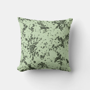 Coussin Marbre vert Abstrait avec éclaboussures de peintur