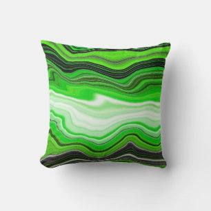 Coussin Marbre vert et noir comme l'art fluidisé rayé