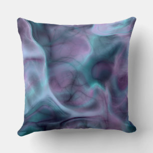 Coussin marbre violet et bleu turquoise abstrait