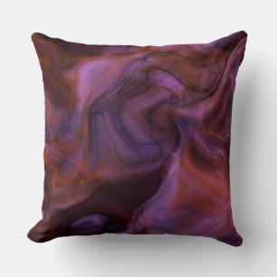 Coussin marbre violet et orange abstrait