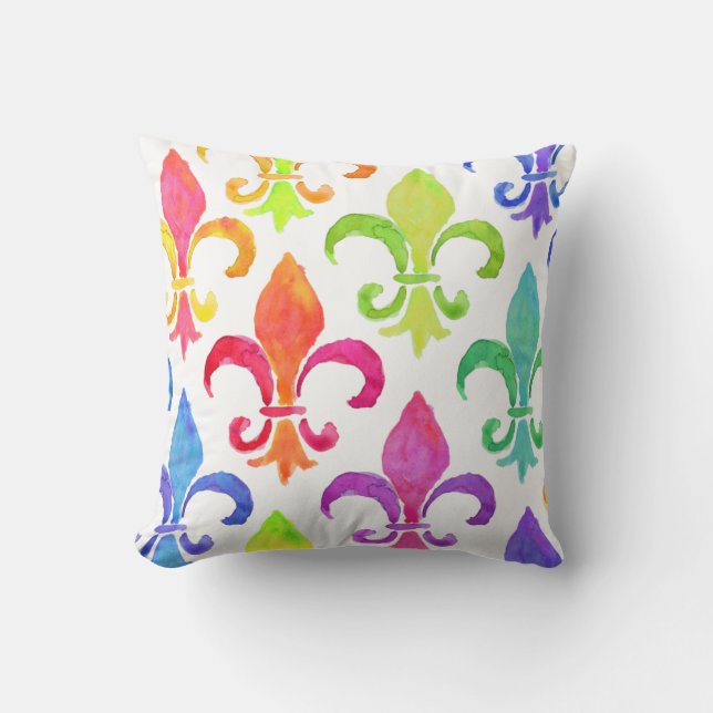 Coussin Mardi Gras Arc-en-ciel Fleur de lis Motif (Recto)