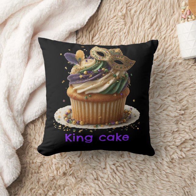 Coussin Mardi Gras Masked Cupcake Celebration (Couverture)