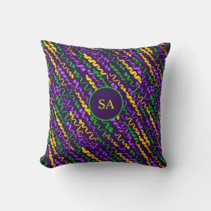 Coussin Mardi Gras Vert Golden violet rubans