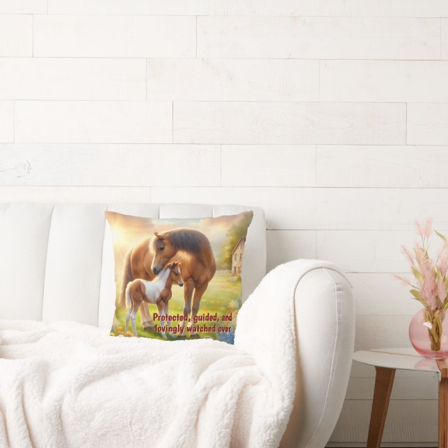 Coussin Mare & Foal Inspirational Throw Pillow (Canapé)