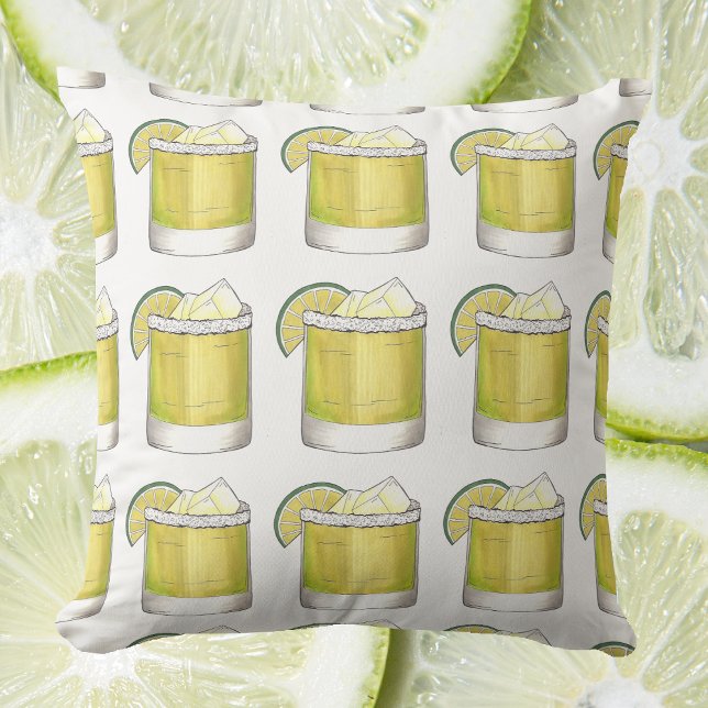 Coussin Margarita avec Cocktail Lime Mixologue Boissons Dé (Margarita Pillow)