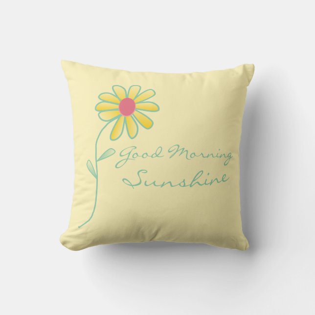 Coussin Marguerite jaune et verte "de soleil bonjour" (Recto)