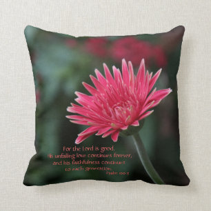 Coussin Marguerite rose de Gerbera sur le vert avec le