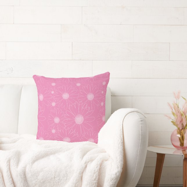 Coussin Marguerite rose et blanche (Canapé)