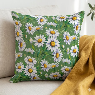 Coussin Marguerites dans la prairie. Aquarelles.
