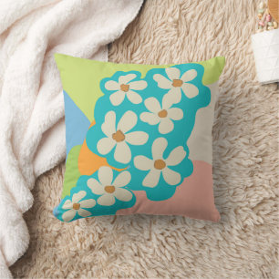 Coussin Marguerites d'été blocs de couleur floral moderne