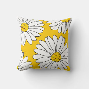Coussin Marguerites jaunes et blanches 2