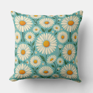 Coussin Marguerites sur un fond bleu doux