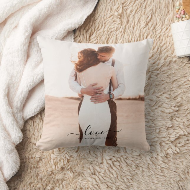 Coussin Mariage 2 Photo Memory Love Script (Couverture)